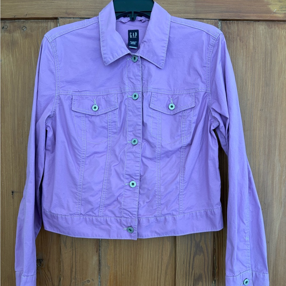 GAP Pink  Button-Front Jean Jacket Lightweight Pockets L